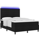 vidaXL Postelja s škatnasto vzmetjo z vzmetnico in LED Črna 160x200 cm Tkanina, (22067393) | Shoptok.si