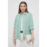 Tommy Hilfiger Pamučna košulja za žene, boja: zelena, relaxed, s klasičnim ovratnikom