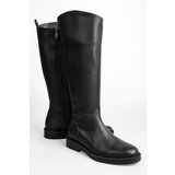 Shoeberry Women's Topaz Black Leather Zipper Boots | shoptok.hr