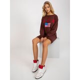 Fashion Hunters Dark brown oversize sweatshirt with print and patch Cene