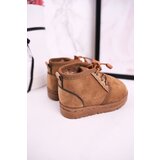 Kesi Children's Lace-up Snow Boots Insulated With Fur Brown Hunter | Shoptok.si