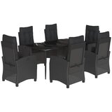 vidaXL 7-dijelni vrtni blagovaonski set s jastucima crni od poliratana | shoptok.hr