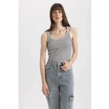 Defacto Slim Fit Striped Round Neck Ribbed Camisole Singlet Cene