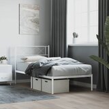 vidaXL Kovinski posteljni okvir z vzglavjem bel 80x200 cm Cene