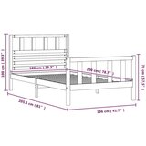 Posteljni okvir črn iz trdnega lesa 100x200 cm, (20646589) | Shoptok.si