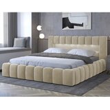 ELTAP Bež oblazinjena zakonska postelja s prostorom za shranjevanje z letvenim dnom 160x200 cm Lamica – | Shoptok.si