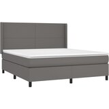  Krevet box spring s madracem LED sivi 180x200cm od umjetne kože | shoptok.hr