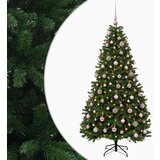  Umjetno božićno drvce srednje zeleno s kuglicama 180 cm - Srednje zelena Ø 90 x 180 cm s 300 LED dioda i ružičastim lopticama | shoptok.hr