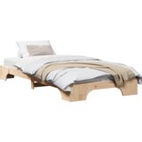 vidaXL Posteljni okvir Naravna barva Trdno borovo les 90 x 190 cm | Shoptok.si