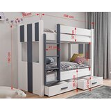 Molarem Home Drveni dječji krevet na kat Arten s ladicom - bijeli - svijetlo drvo - 200x90 cm - Bez madraca | shoptok.hr