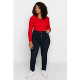 Trendyol Curve Plus Size Sweater - Red - Fitted Cene