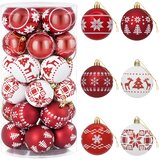  Set božićnih kuglica 30 kom. Crvena i bijela Ø 6 cm Plastika | shoptok.hr