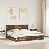  Krevet s od storage s uzglavljem Dimljeni hrast 180 x 200 cm | shoptok.hr