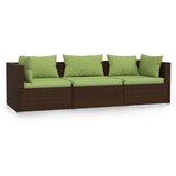 Maison Chic kavč - Sofa - Kanape trosed z blazinami rjav poli ratan, (21727045) Cene