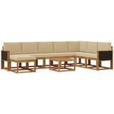 vidaXL Zunanja garnitura za sedenje z blazino 9 pcs Naravna in bež, (5000282138) | Shoptok.si