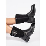 Sergio Leone Women's black leather platform boots decorated with straps Cijene