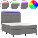 Krevet box spring s madracem LED tamnosivi 140x200 cm tkanina | Eponuda.ba