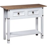 vidaXL Konzolna mizica mehiška borovina Corona Range bela 90x34,5x73cm Cene