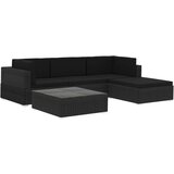  Vrtna sedežna garnitura 5-delna z blazinami poli ratan črna, (20597899) | Shoptok.si