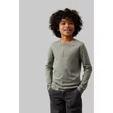 Calvin Klein Jeans Otroška bombažna majica z dolgimi rokavi zelena barva, IB0IB02166