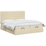  Krevet od pjene s madracem i LED-om Krem 200 x 200 cm Tkanina | shoptok.hr