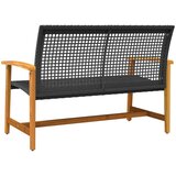  Vrtna klupa crna 112 cm od poliratana i bagremovog drva | Eponuda.com