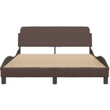 Posteljni okvir z vzglavjem rjav 140x190 cm umetno usnje | Shoptok.si
