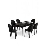 Hanah home Rasklopivi trpezarijski sto i stolice (7 delova) Enya Black Marble Black | Eponuda.com