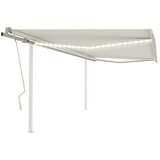 vidaXL ročno zložljiva tenda z led lučkami 4x3,5 m krem | Shoptok.si