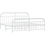 Metalni okvir kreveta uzglavlje i podnožje bijeli 200x200 cm | shoptok.hr