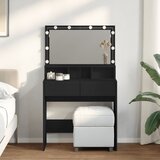  The Living Store Toaletna mizica z LED lučkami črna 80x41x134,5 cm - Toaletna Mizica, (21496016) Cene