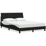 vidaXL Postelja z vzmetnico črn 120x200 cm blago | Shoptok.si