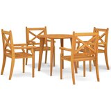  5-dijelni vrtni blagovaonski set od masivnog bagremovog drva Smeđa Ø 85 cm stol | Shoptok.si