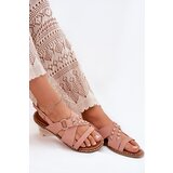 Boto Women's Flat Heel Sandals With Golden Studs Pink Zanira | ePonuda.com