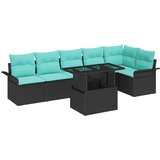  Vrtna sedežna garnitura z blazino 7 pcs Črna Poly ratan, (5000022368) | Shoptok.si