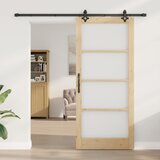  Klizna vrata Prirodna 93 x 211 cm Masivna borovina i staklo | shoptok.hr
