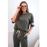 Kesi Włoski Women's viscose set with short sleeves and trousers khaki | shoptok.hr