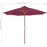  Vrtni suncobran s drvenom šipkom 300 cm bordo | shoptok.hr