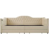 Lumor Postelja s predaloma 90x200 cm, oblazinjena z žametom, z možnostjo polnjenja in lesenimi letvicami - Bež, (22156136) | Shoptok.si