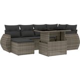 Maison Chic Seti vrtnega pohištva - Vrtna garnitura - Vrtni pohištvo set 7-delna z blazinami siv poli ratan, (21803120) | Shoptok.si