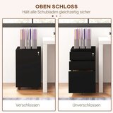  Mobilni ormar za spise s 3 ladice zaključavajući se na kotačićima 37 cm x 43 5 cm x 60 cm crni | shoptok.hr