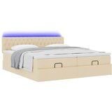  Otomanski okvir kreveta s madracima krem 200x200cm od tkanine | shoptok.hr