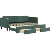  The Living Store Izvlečna dnevna postelja s predali temno zelena 90x200 cm žamet - Izvlečna Dnevna Postelja, (21489433) | Shoptok.si
