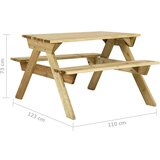  Stol za piknik s klupama 110x123x73 cm od impregnirane borovine | Eponuda.ba