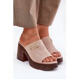 VINCEZA Women's sandals on a chunky heel with a gold detail Cene