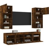  5-dijelni zidni TV elementi s LED svjetlima boja hrasta drveni | shoptok.hr