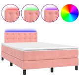  Krevet box spring s madracem LED ružičasti 120x200cm baršunasti | shoptok.hr
