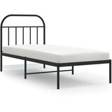 vidaXL Kovinski posteljni okvir z vzglavjem črn 90x200 cm | Shoptok.si