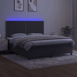  Box spring postelja z vzmetnico LED temno siva 160x200 cm žamet, (20930365) | Shoptok.si