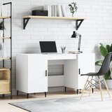 Maison Chic Pisalna miza - pisarniška miza - Računalniška miza bela 140x50x75 cm inženirski les, (21785291) | Shoptok.si